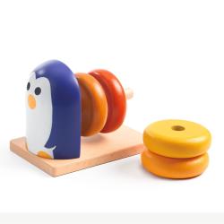 Penguin BASIC: Tučniak - nasúvanie drevených koliesok (prvá adukatívna hračka)